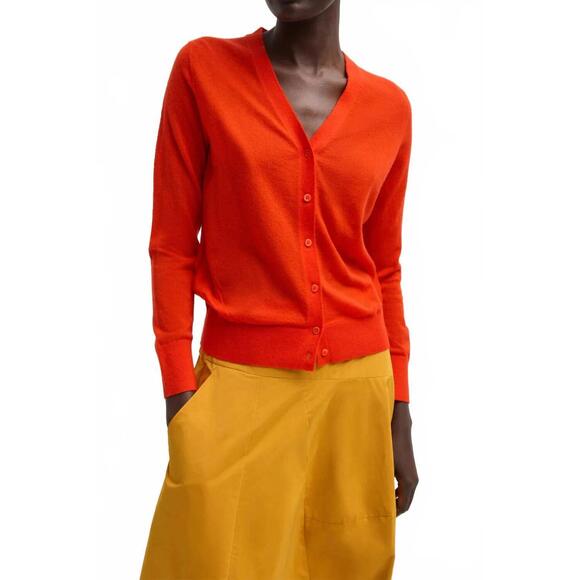 NEW TIBI skinlike mercerized wool v-neck shrunken cardigan in red